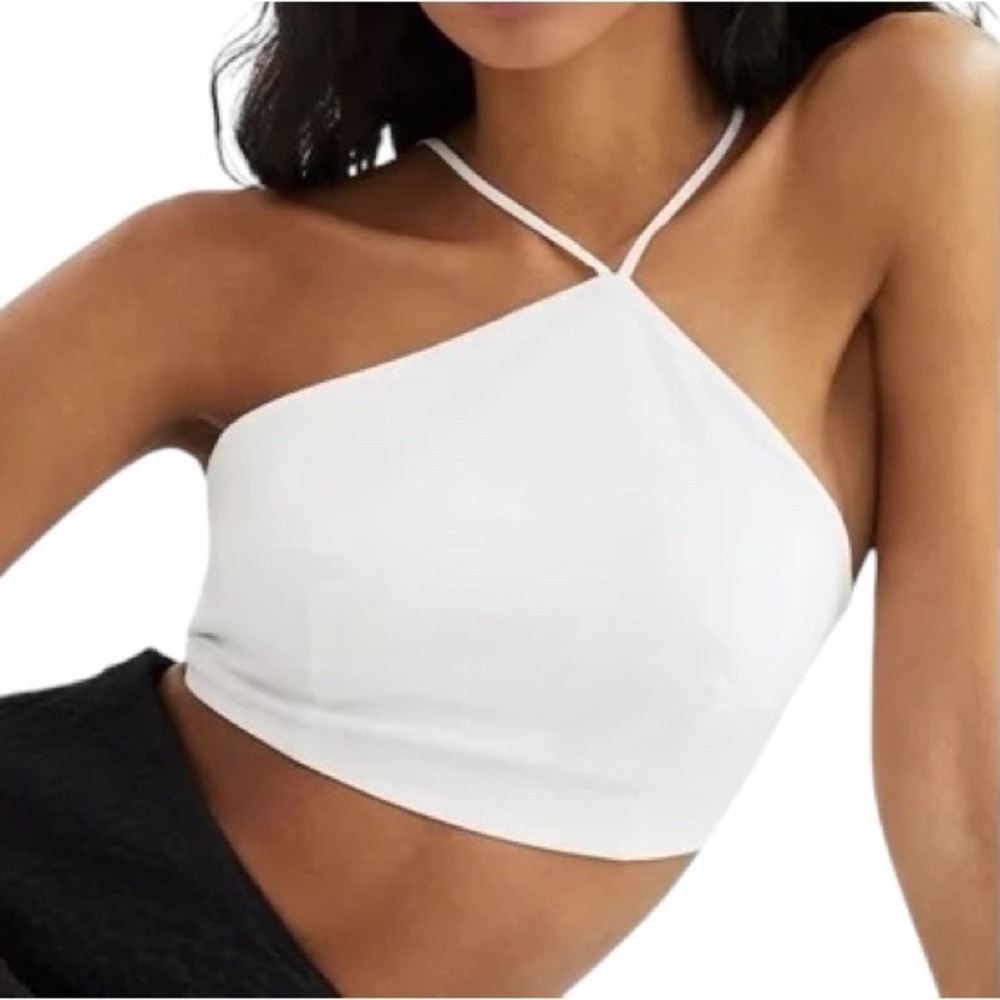 Mare Mare x Anthropologie White Lace Up‎ Back Halter Crop Top Women's Medium